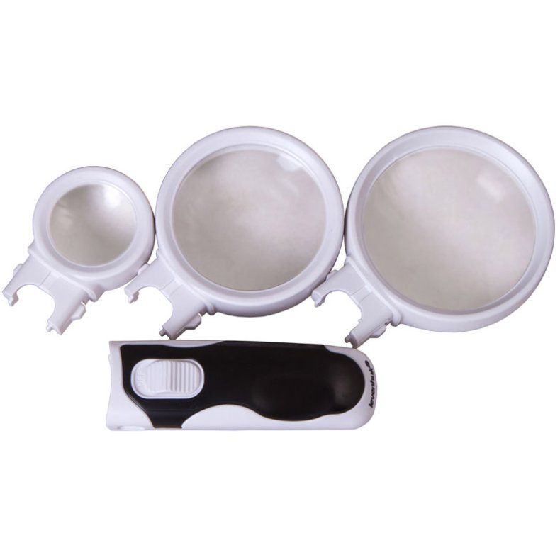 Lup med LED lys, 2,5x, 6x, 16x
