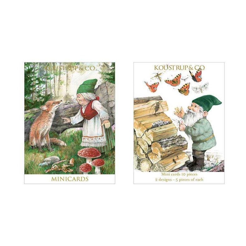 Minikort jul - tomte och rv