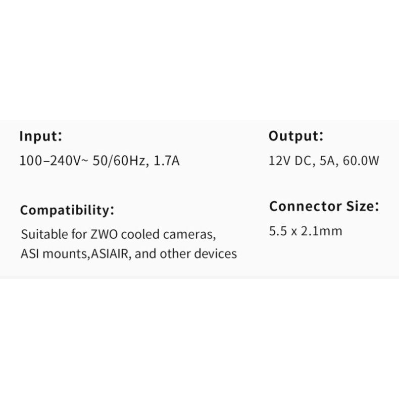 ZWO Power pack 12V 5A